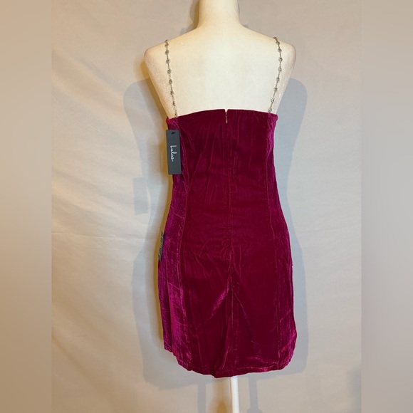 Lulus Medium Loaded With Luxe Fuchsia Velvet Rhinestone Bodycon Mini Dress - Picture 8 of 10